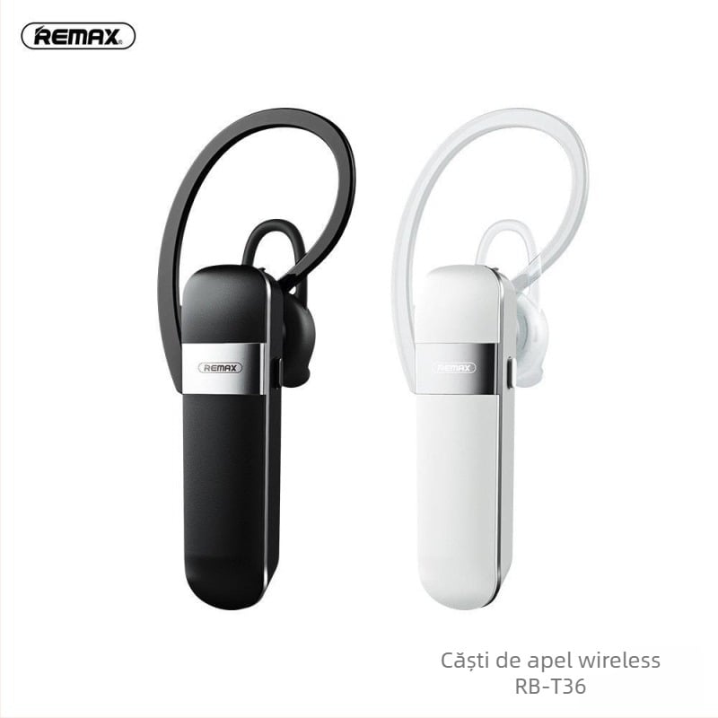 Remax cască Bluetooth fără fir pentru ureche cu agățare, suportă apeluri și muzică, Bluetooth 5.0, rază 10 m, mono, autonomie baterie până la 4 ore