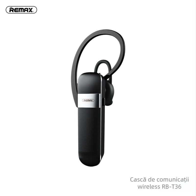 Remax cască Bluetooth fără fir pentru ureche cu agățare, suportă apeluri și muzică, Bluetooth 5.0, rază 10 m, mono, autonomie baterie până la 4 ore