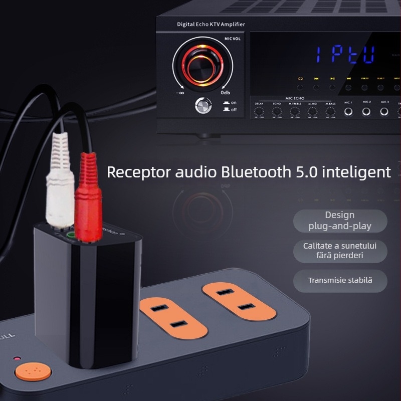 Receptor audio Bluetooth 5.0 pentru amplificator, modul stereo wireless, cip Zhongke Lanxun, rază până la 15 m, viteză de transfer 24 Mbps