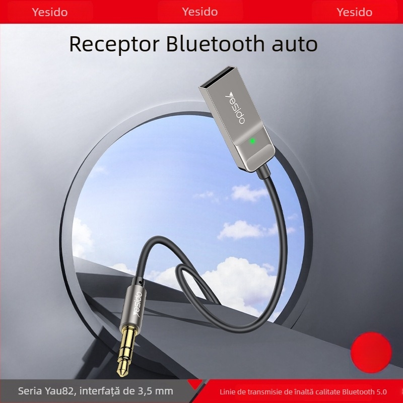 Yesido receptor Bluetooth pentru mașină 5.0 – convorbiri HD hands-free, navigație, AUX, player Bluetooth