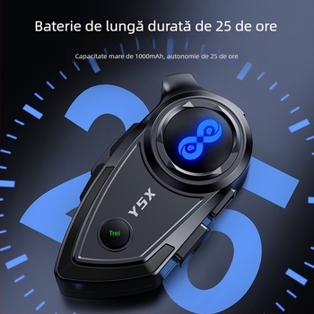 Casca moto Bluetooth headset cu partajare muzică, IPX6 rezistent la apă, intercom pentru 4 persoane, reducere a zgomotului, rază 10 m, Bluetooth 5.3