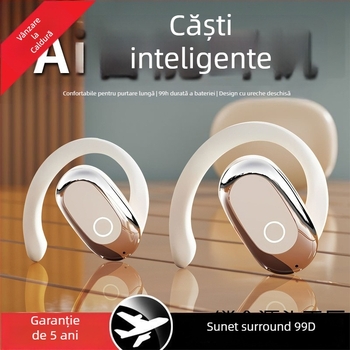 Klein M117Ai Căști Bluetooth cu Traducere Inteligentă – Deschise pe ureche, Conducție osoasă, Distanță 10 m, BT 5.0, >8 ore autonomie, IPX6 Rezistent la apă