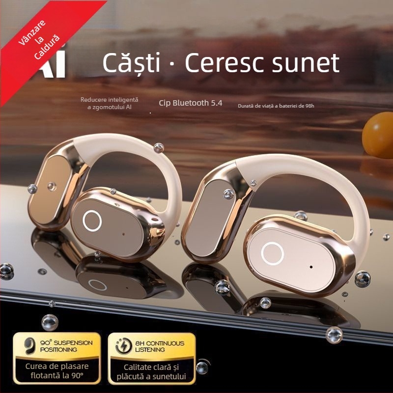 Klein M117Ai Căști Bluetooth cu Traducere Inteligentă – Deschise pe ureche, Conducție osoasă, Distanță 10 m, BT 5.0, >8 ore autonomie, IPX6 Rezistent la apă