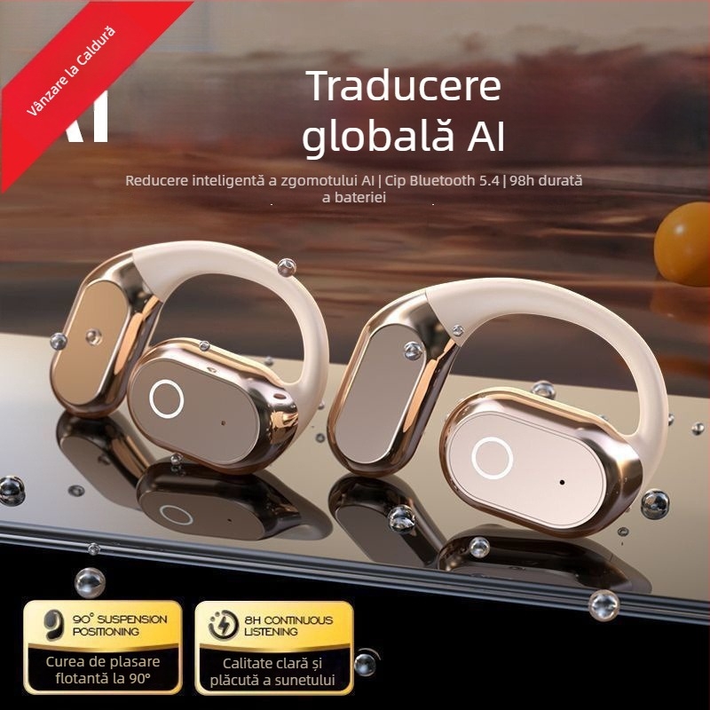 Klein M117Ai Căști Bluetooth cu Traducere Inteligentă – Deschise pe ureche, Conducție osoasă, Distanță 10 m, BT 5.0, >8 ore autonomie, IPX6 Rezistent la apă