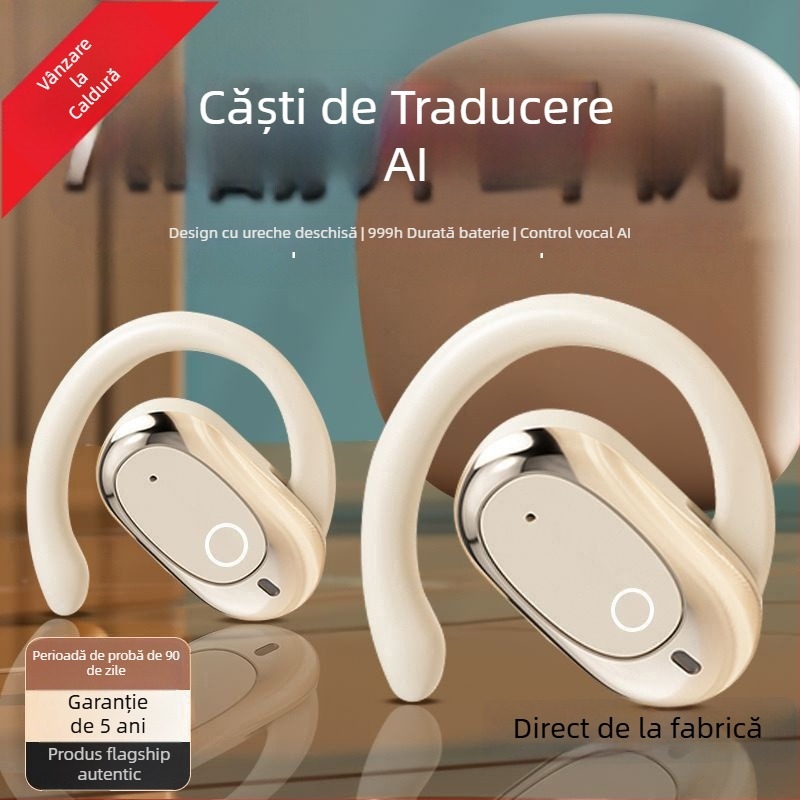 Klein M117Ai Căști Bluetooth cu Traducere Inteligentă – Deschise pe ureche, Conducție osoasă, Distanță 10 m, BT 5.0, >8 ore autonomie, IPX6 Rezistent la apă