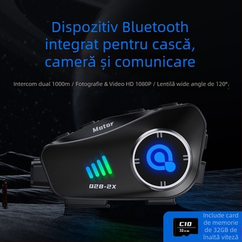 Casca Bluetooth cu intercom și cameră 1080P, pentru ciclism, IPX6 rezistentă la apă, reducerea zgomotului, control vocal