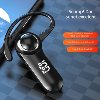 Headset Bluetooth wireless cu clips pentru ureche, mono, Bluetooth 5.0, rază de 10 m, autonomie peste 8 ore