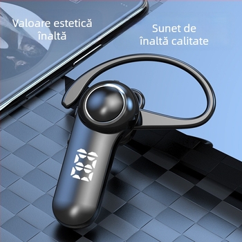 Headset Bluetooth wireless cu clips pentru ureche, mono, Bluetooth 5.0, rază de 10 m, autonomie peste 8 ore