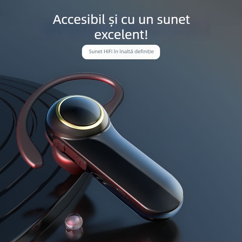Headset Bluetooth wireless cu clips pentru ureche, mono, Bluetooth 5.0, rază de 10 m, autonomie peste 8 ore