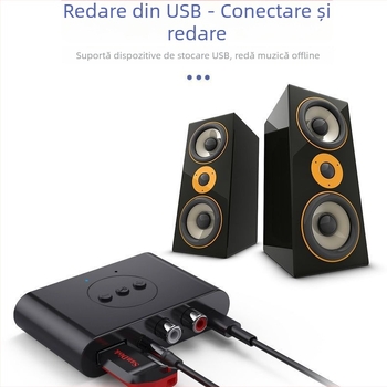 Receiver Bluetooth 5.3 NFC pentru mașină cu Hands-Free, intrări USB/RCA/3,5 mm, model B21