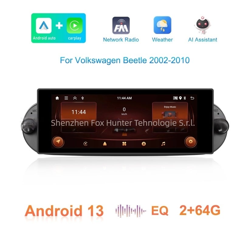 Unitate principală auto pentru Volkswagen Beetle cu Android 15, ecran IPS tactil, alimentare 12V, consum 4–45W