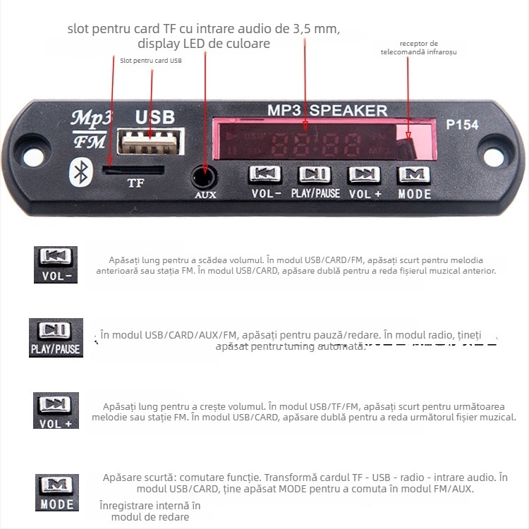 Modul MP3 amplificator Gold-P154, brand COLD, pentru montaj în mașină