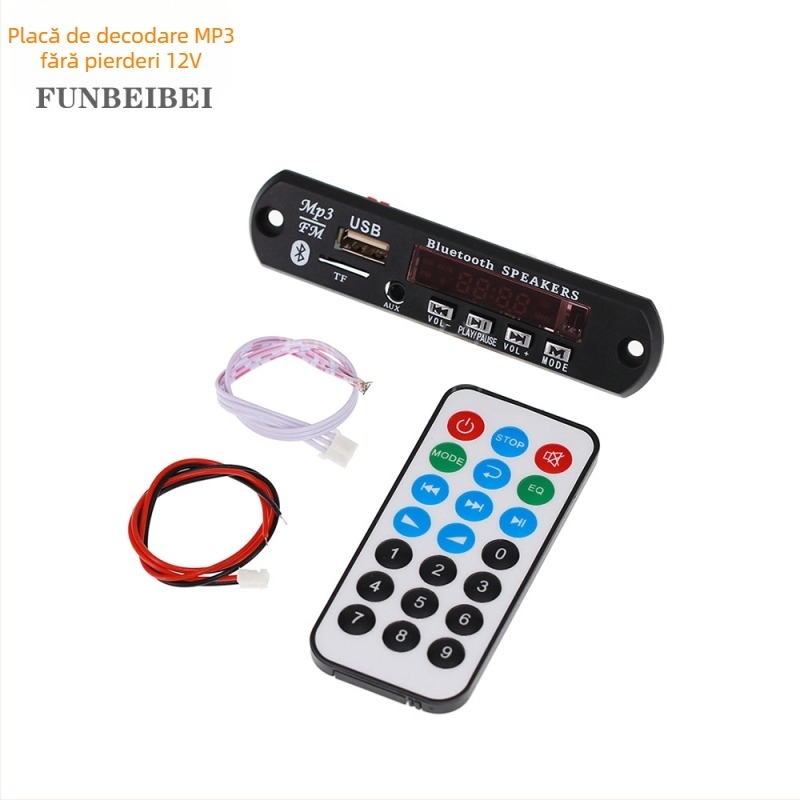 FARDUINO Modul de recepție audio Bluetooth 5.0 pentru mașină, cu radio FM și decodor MP3