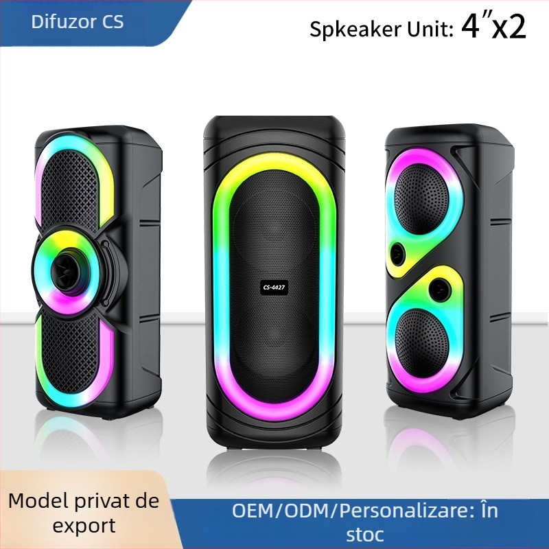 Boxă Bluetooth cu două difuzoare, Bluetooth 5.2, putere ieșire 10-20W, radio FM, baterie încorporată 2000-4000 mAh