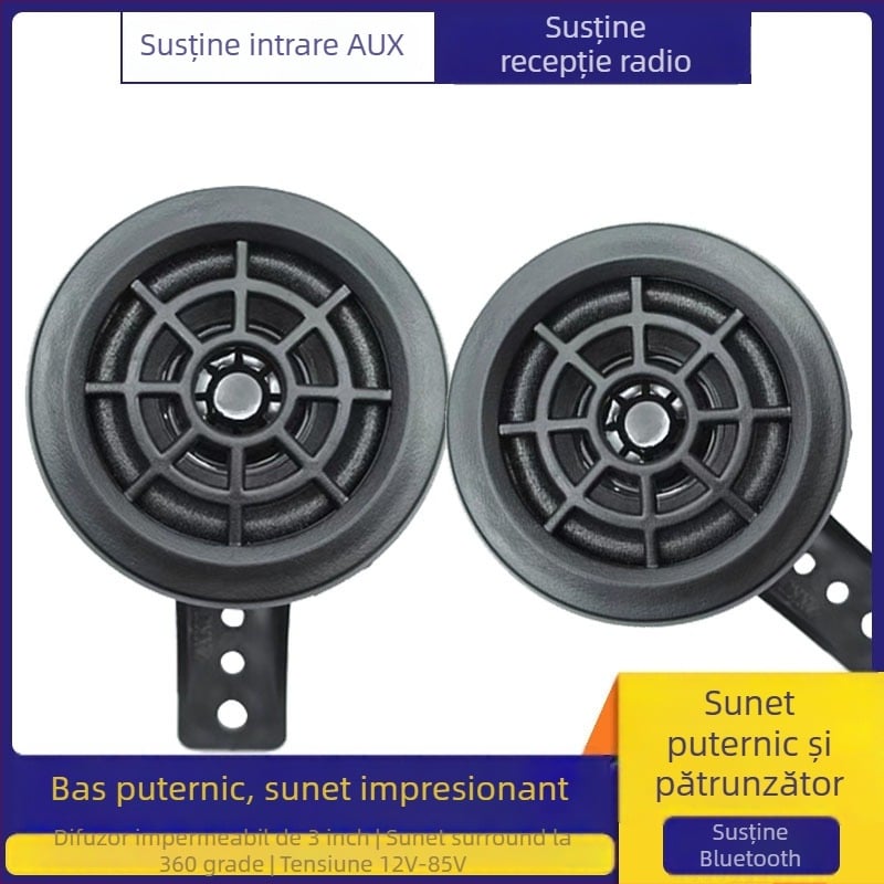 Sistem audio Bluetooth pentru motocicletă cu MP3, radio FM, protecție anti-furt și telecomandă