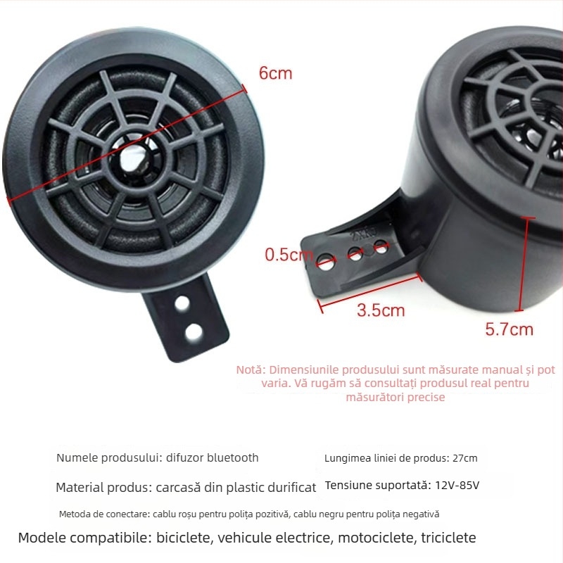 Sistem audio Bluetooth pentru motocicletă cu MP3, radio FM, protecție anti-furt și telecomandă