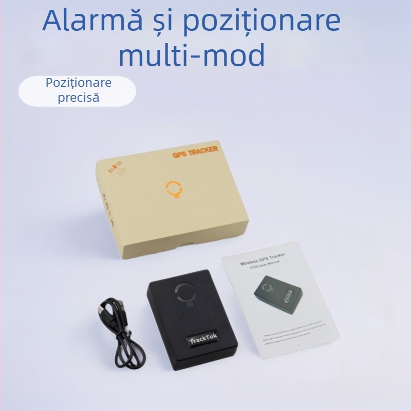 CY02B tracker GPS pentru vehicul cu monitorizare în timp real anti-pierdere, precizie GPS 5 m, IP66 rezistent la apă, baterie 5000 mAh, încărcare Type-C, antenă ceramică