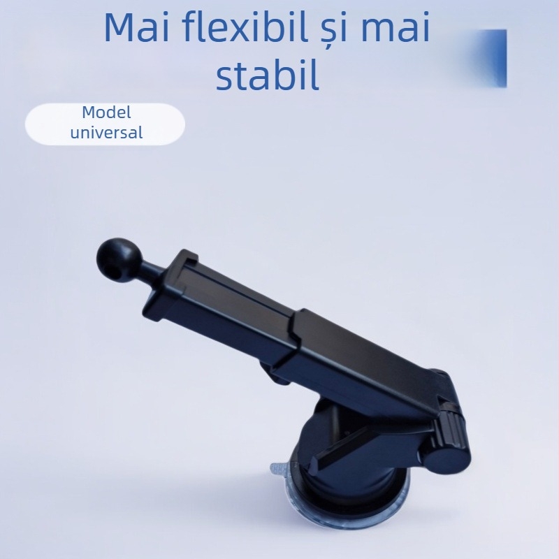Suport pentru telefon pentru mașină cu ventuză pe bord, braț telescopic și bază de încărcare wireless — tip universal