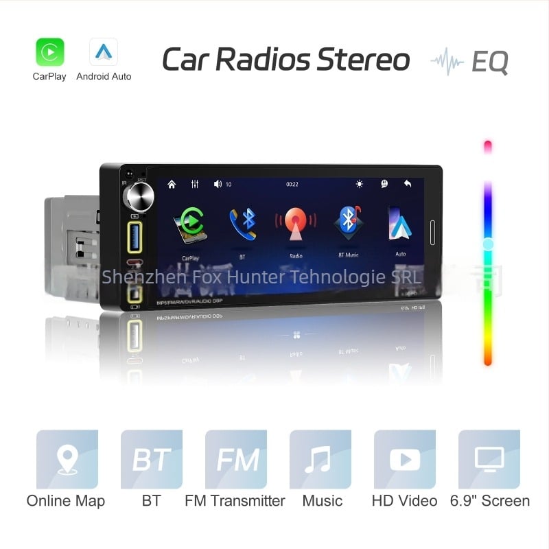 Monitor de retrovizoare pentru autovehicul cu afișaj IPS, rezoluție 1280x480, format AHD, intrări RM/RMVB/AVI/MP4/MKV/3GP