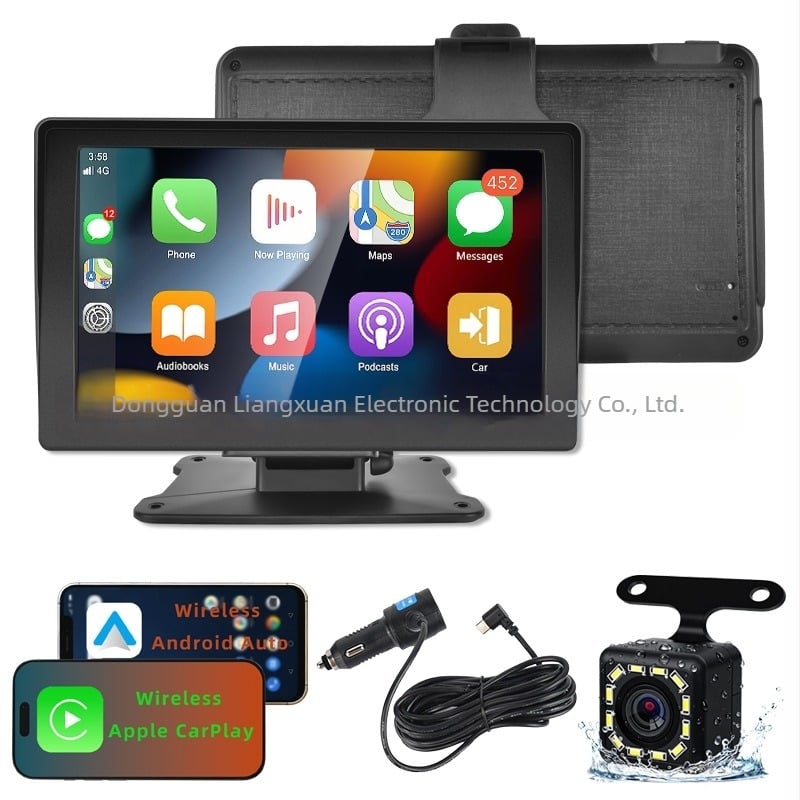 Display tactil HD pentru automobil, CarPlay/Android Auto wireless, Bluetooth dual, AUX, 64GB stocare