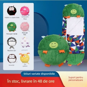 Sac de dormit pentru copii, stil desen animat, cu protecție împotriva loviturilor, țesătură din bumbac 100%, umplutură din bumbac, cântărind sub 1 kg