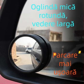 Oglindă retrovizoare auto din sticlă, mică, rotundă, pentru unghi mort, unghi larg, reglabilă – Cai Run