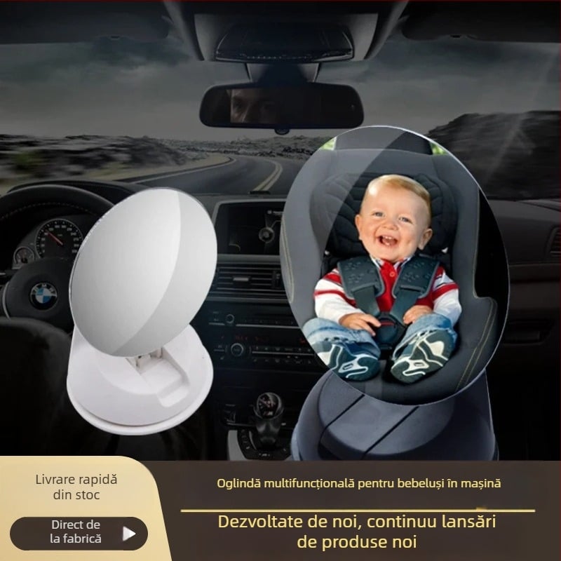 Justauto Jiantu Oglindă de observare a bebelușului pentru scaunul din spate al mașinii, mică, rotundă, cu ventuză