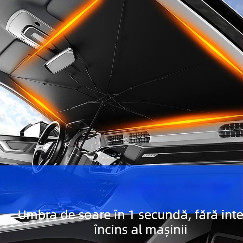 Parasolar auto pentru parbrizul frontal – umbrelă interioară, protecție solară și izolație termică