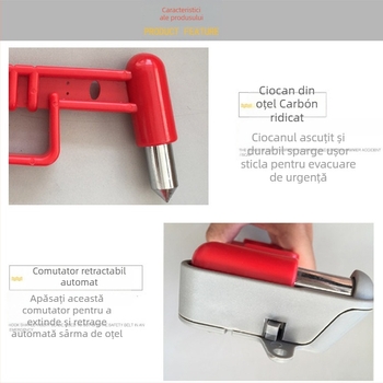 Cioc de siguranță pentru autobuz/metrou, cu cablu din sârmă – 839-2, Oude, ABS + oțel cu conținut de carbon, 260 g