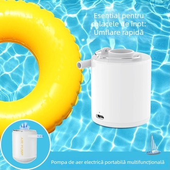 Volip pompă de aer mini portabilă cu alimentare USB, 80W, pentru uz casnic și în exterior, afișaj digital, iluminare, debit de aer >70 L/min