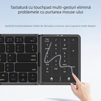 Tastatură Bluetooth pliabilă cu încărcare Type-C și touchpad mare, ideală pentru biroul digital