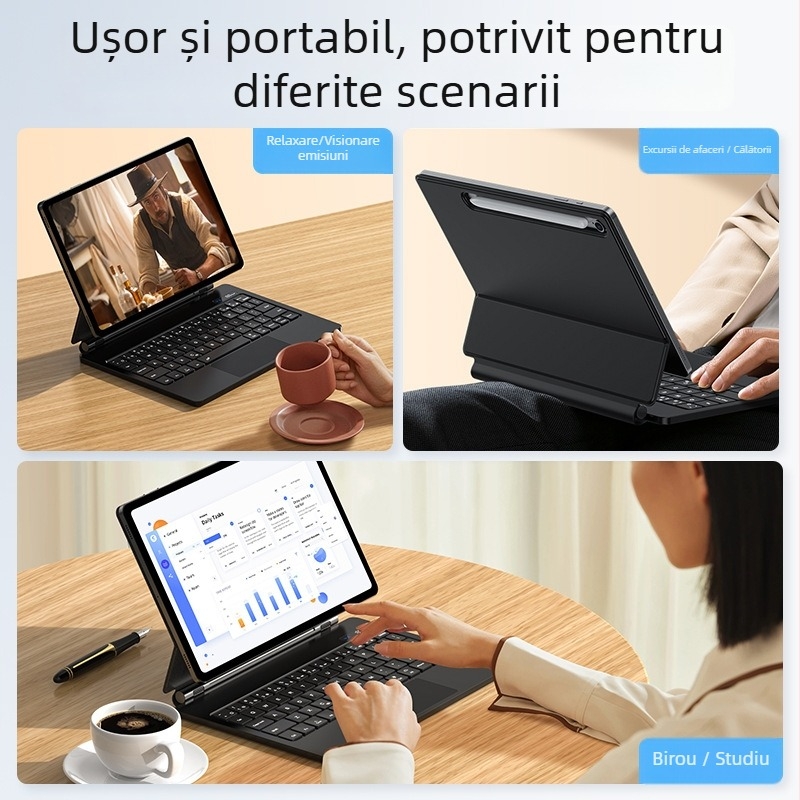 Tastatură fără fir pentru tablete Samsung S7/S8/S9/S9FE/S10FE, design magnetic plutitor, Bluetooth (Model: Yx019; Interfață: Bluetooth; Modele compatibile: S7/S8/S9/S9FE/S10FE; Ergononomie: Suportată; Greutate: 0.56)