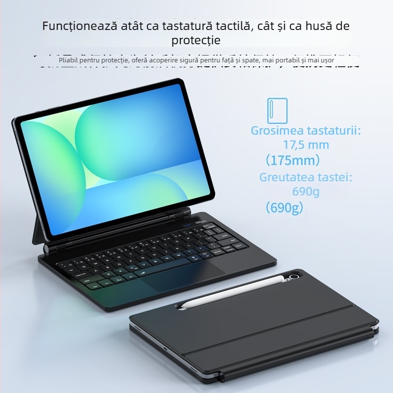 Tastatură fără fir pentru tablete Samsung S7/S8/S9/S9FE/S10FE, design magnetic plutitor, Bluetooth (Model: Yx019; Interfață: Bluetooth; Modele compatibile: S7/S8/S9/S9FE/S10FE; Ergononomie: Suportată; Greutate: 0.56)