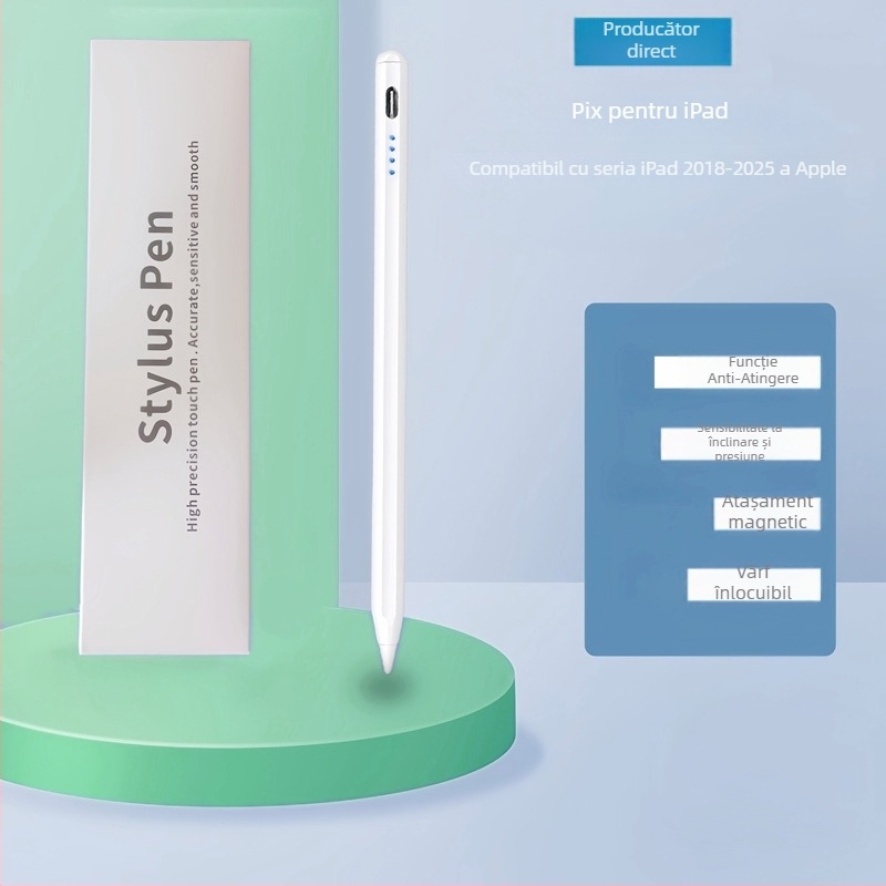 Stilou pentru iPad cu atașare magnetică, încărcare Type-C, model Q6, lansare 2025, compatibil cu iPad