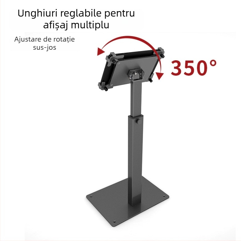 Suport pentru tabletă din aliaj de aluminiu, înălțime reglabilă, bază antifurt pentru afișaj la casa de marcat și preluarea comenzilor