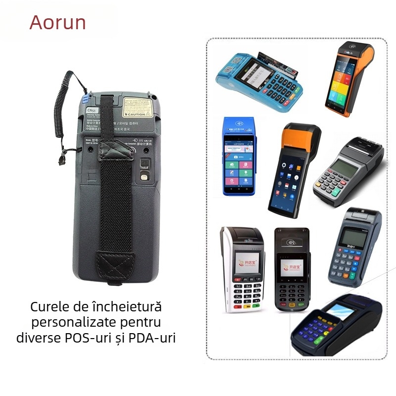 Bretea multifuncțională pentru POS manual, cu curea PU detașabilă pentru încheietură, PDA portabil cu mâner din piele