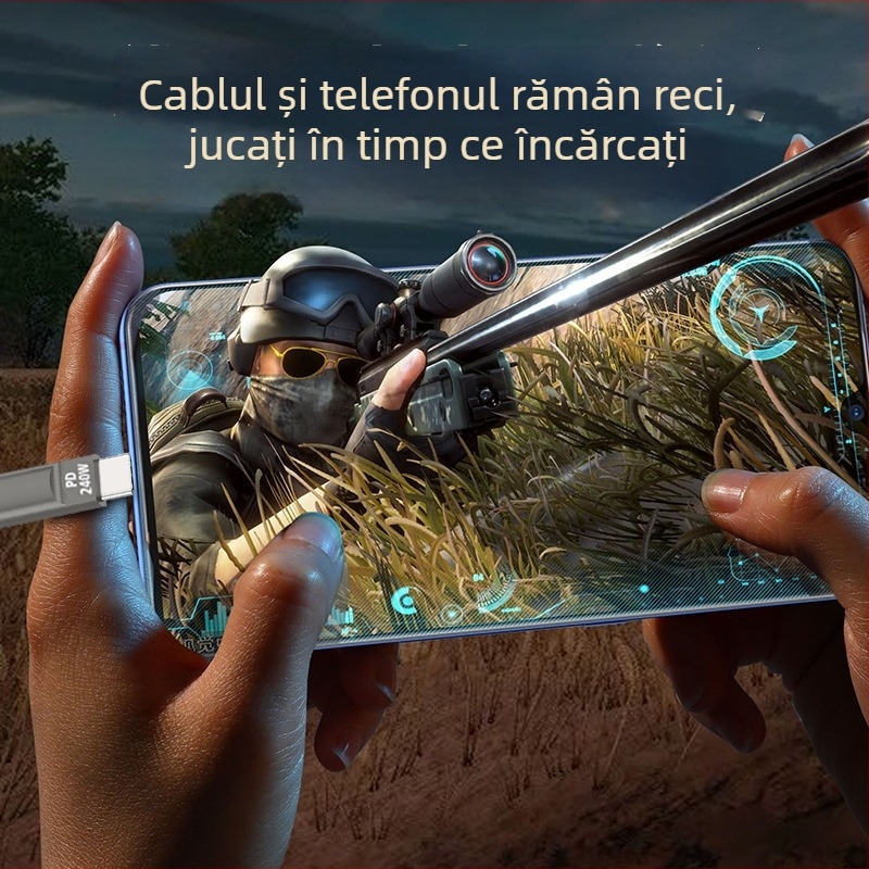 Cablu de date din silicon PD240W, încărcare rapidă, cu conectori Lightning și USB-C, compatibil cu laptopuri, tablete și telefoane, 1–2 m, maro