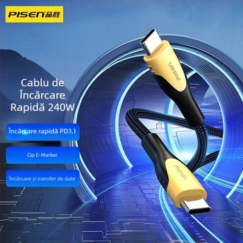 Cablu de date USB-C, interfață Type-C, 240W max, încărcare rapidă, cap unic, carcasă din plastic