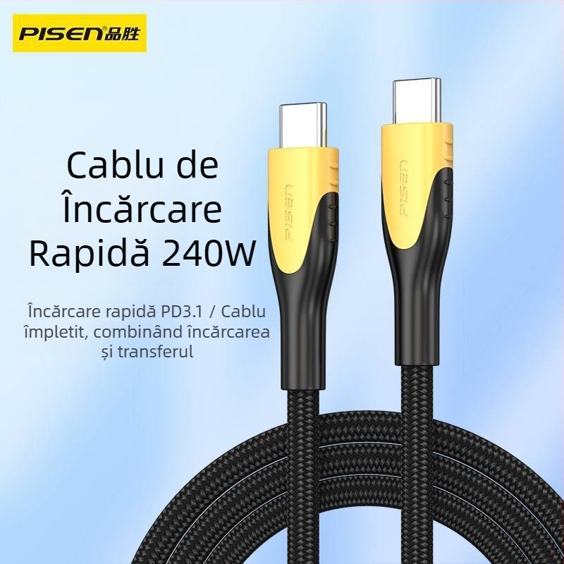 Cablu de date USB-C, interfață Type-C, 240W max, încărcare rapidă, cap unic, carcasă din plastic