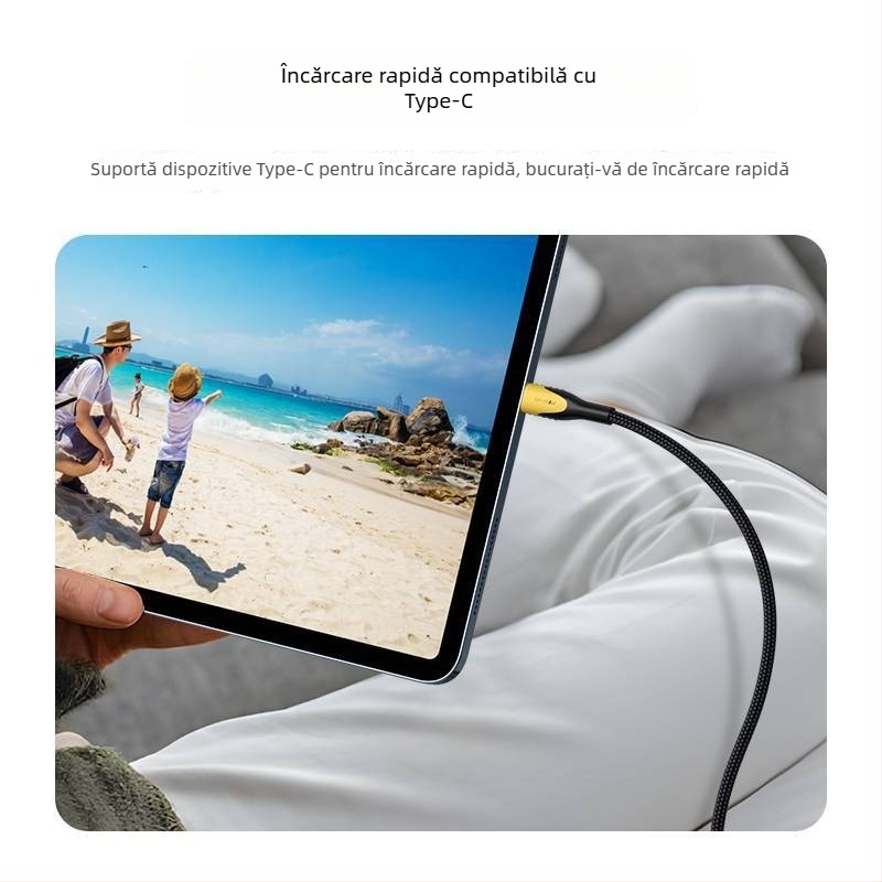 Cablu de date USB-C, interfață Type-C, 240W max, încărcare rapidă, cap unic, carcasă din plastic
