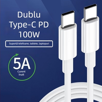Cablu de date Type-C către Type-C cu PD Fast Charging, TPE, 100W, capăt unic