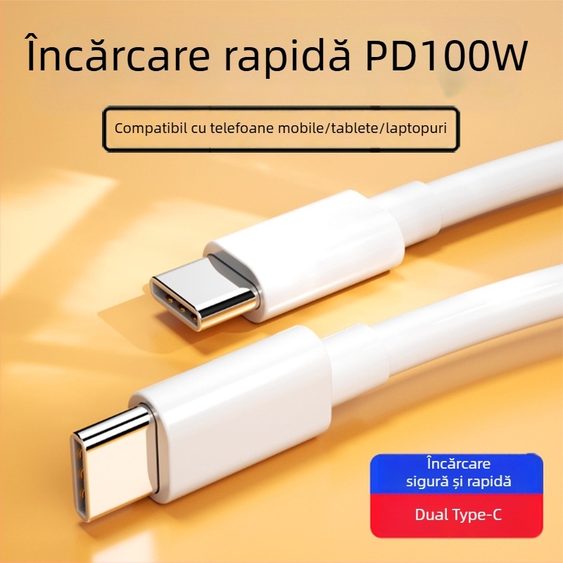 Cablu de date Type-C către Type-C cu PD Fast Charging, TPE, 100W, capăt unic
