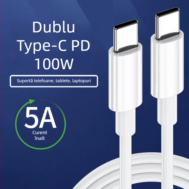 Cablu de date Type-C către Type-C cu PD Fast Charging, TPE, 100W, capăt unic