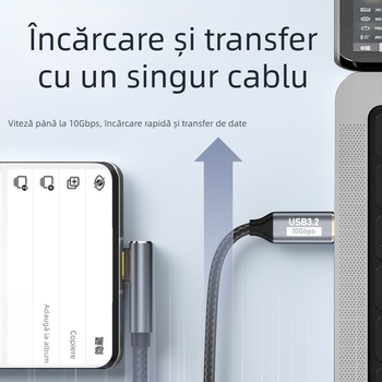 Cablu de date USB-C la USB-C Gen2, 10Gbps, 100W PD, 1 m lungime