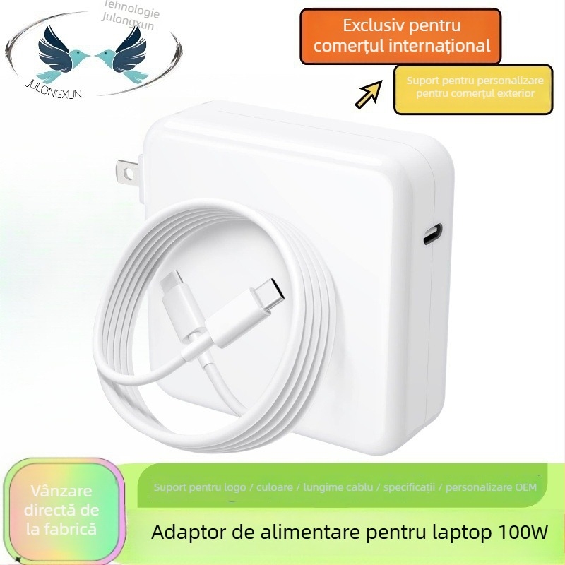 Încărcător GaN USB-C de 100W PD pentru MacBook și laptopuri, ieșire 20V/5A, intrare 100-245V