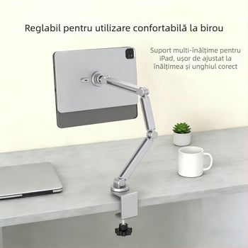 Suport pentru tabletă din aluminiu, fixare de birou cu braț cantilever, încărcare magnetică pentru iPad Air Pro