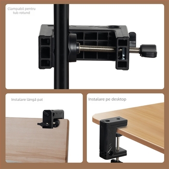 Suport reglabil pentru tabletă, cu braț telescopic și bază în formă de I din ABS