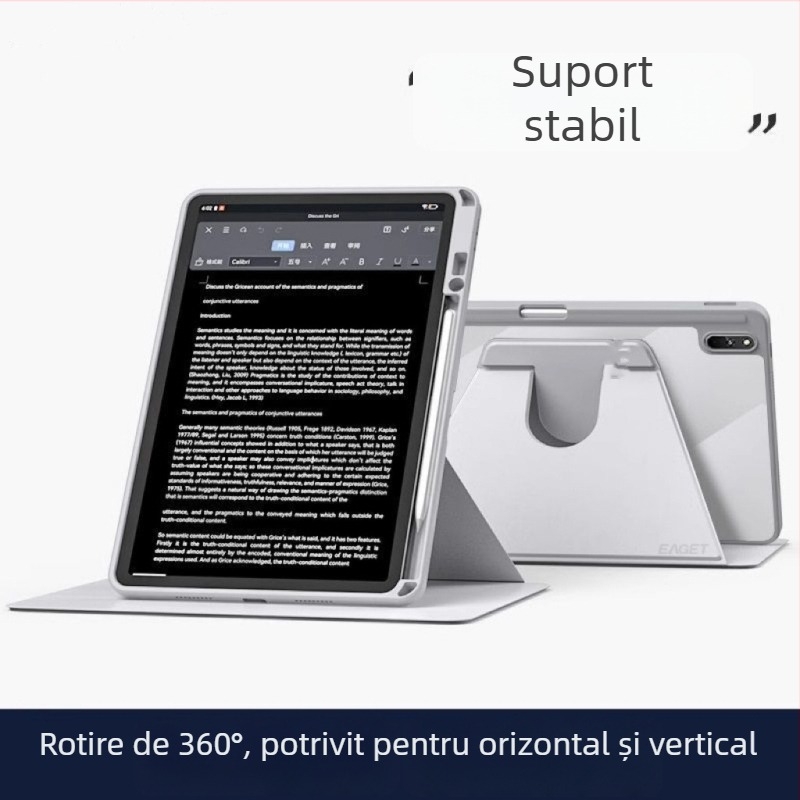 Husă de protecție iPad pentru 11-a generație A16, rotire la 360°, piele Pro, gravură