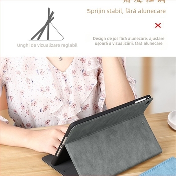 Carcasă de protecție din silicon pentru iPad Air 5/6/7, gravură în relief, protecție anti-cădere, suport pentru modul de repaus