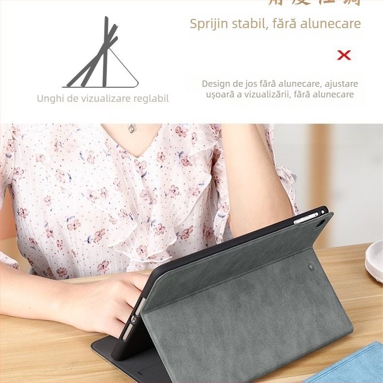 Carcasă de protecție din silicon pentru iPad Air 5/6/7, gravură în relief, protecție anti-cădere, suport pentru modul de repaus